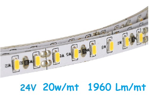 Strip LED 24V 2835 240 Led/mt 20w/mt Luce Natura